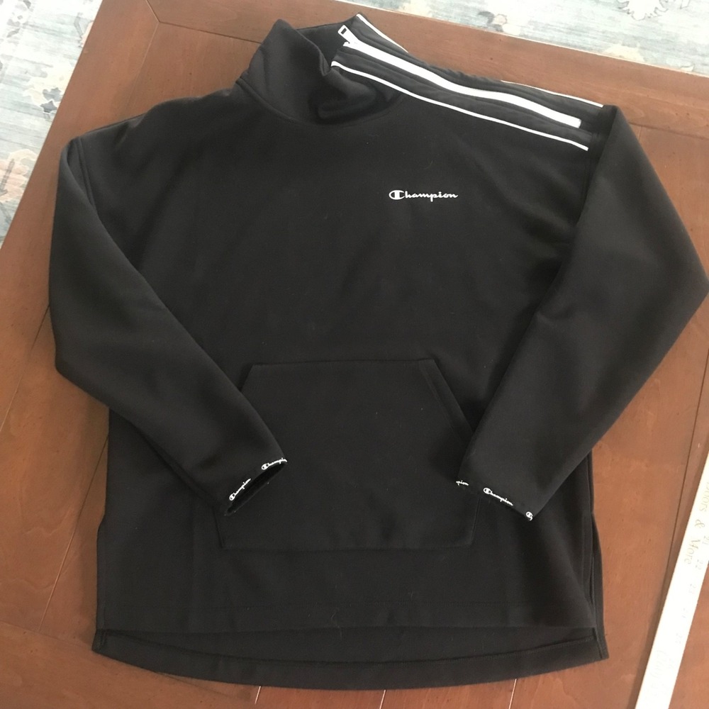 Champion Women's‎ Small Sweatshirt Black Sport Mock Neck Shoulder Zip Athleisure